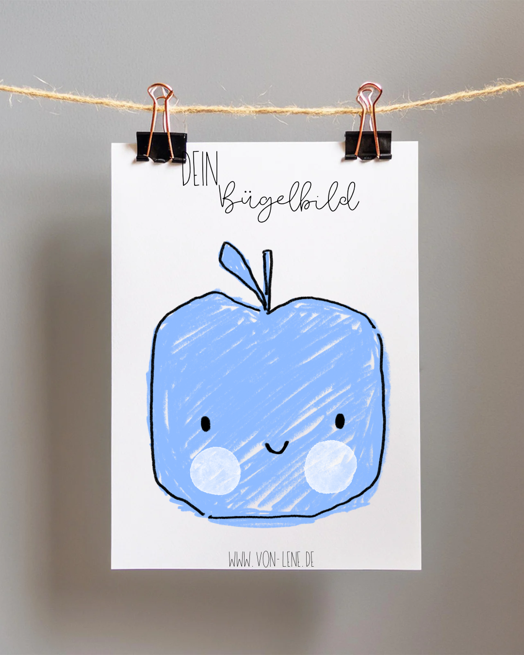 Bügelbild groß Früchtespaß Apfel Blau