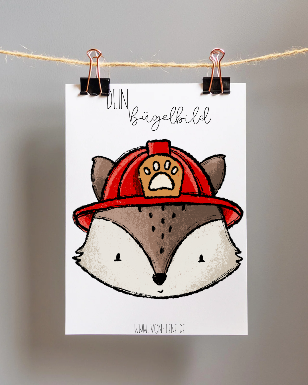 Bügelbild groß Feuerwehr Fuchs
