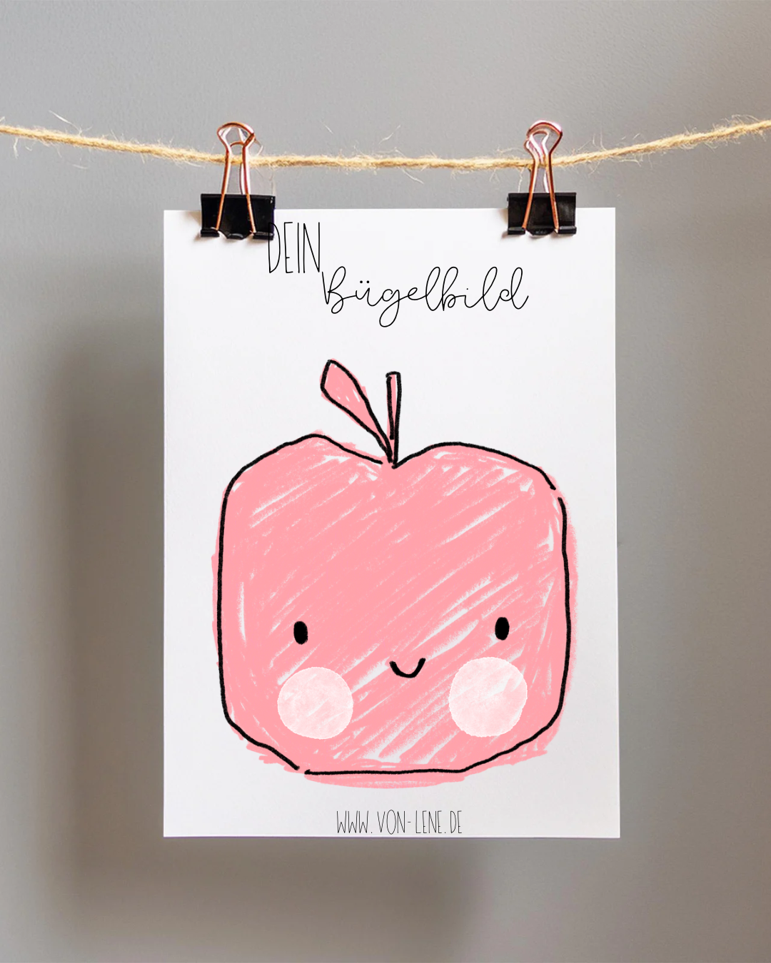 Bügelbild groß Früchtespaß Apfel Rosa