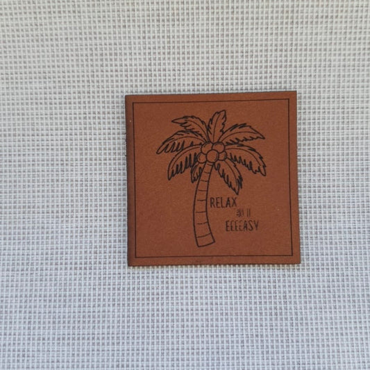Palme „Relax Take it easy“ Spruch Label