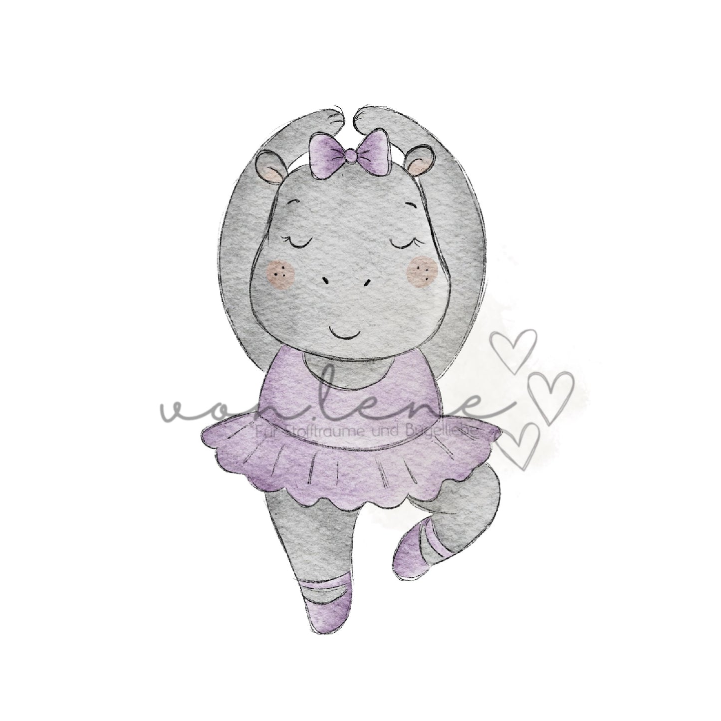 Hippo Ballerina Digital PNG