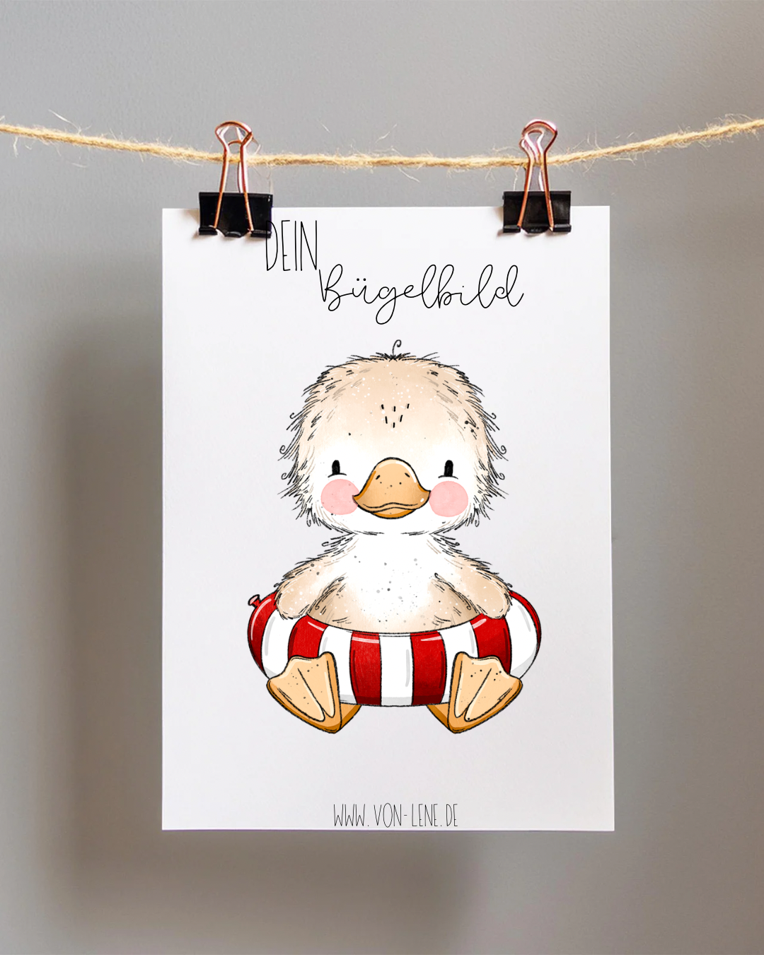 Bügelbild Badetag Ente Rot