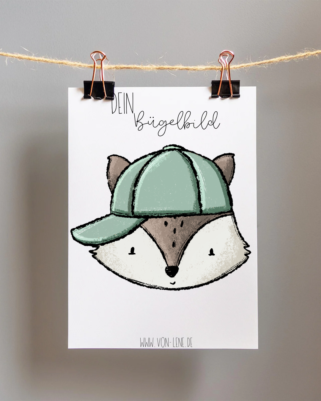 Bügelbild groß Müllabfuhr Fuchs Grün