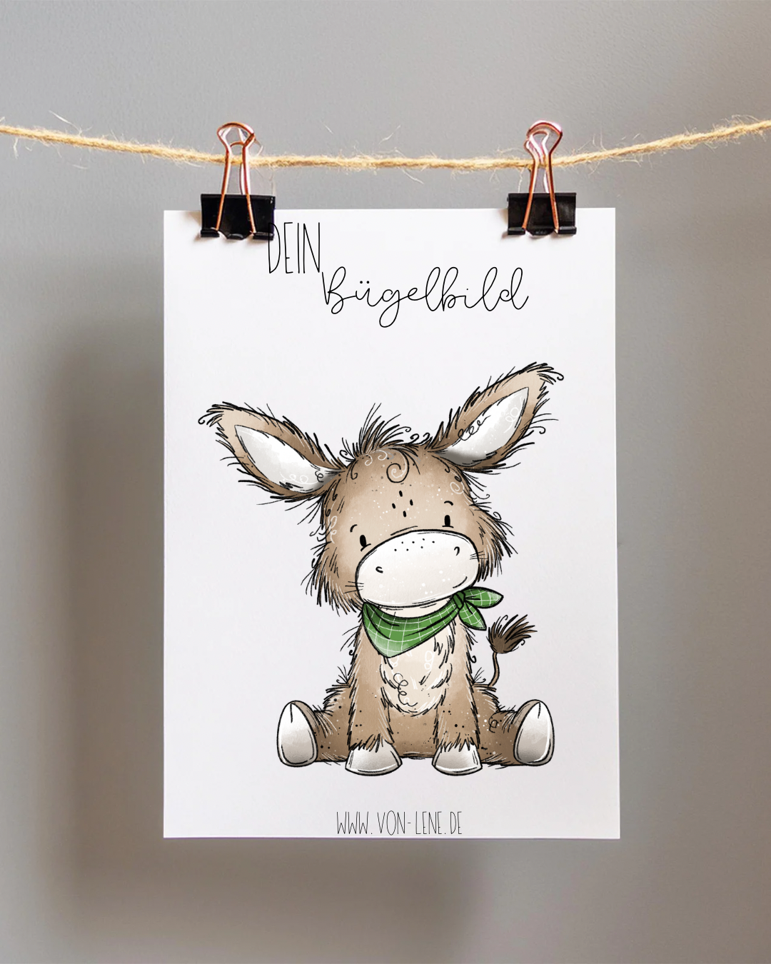 Bügelbild Esel grün