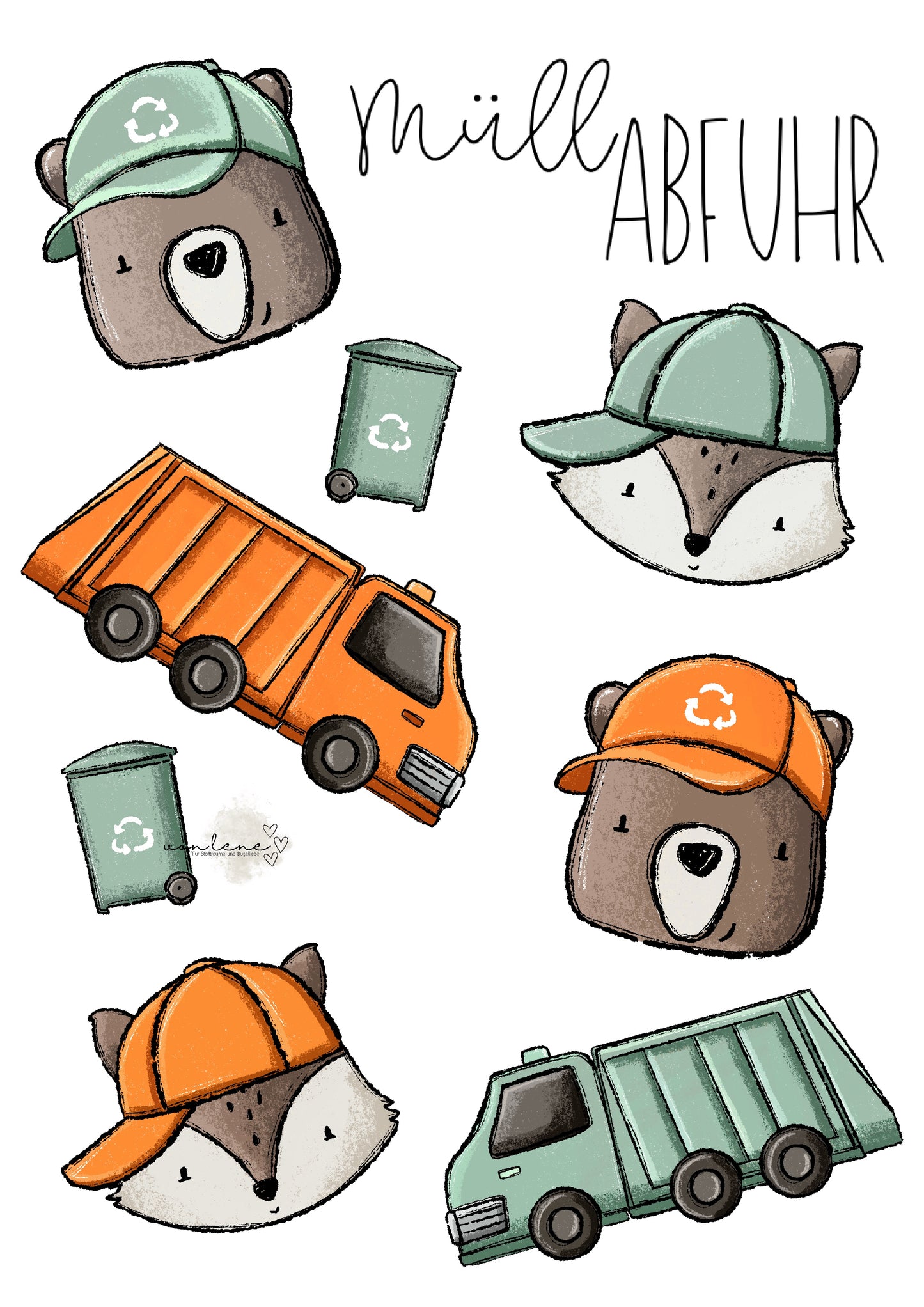 Bügelbildbogen A4 Müllabfuhr