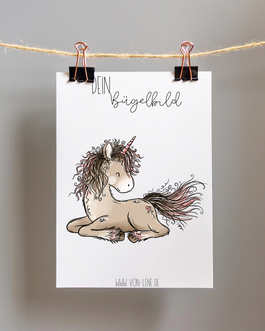 Bügelbild groß Einhornzeit Pferd liegend