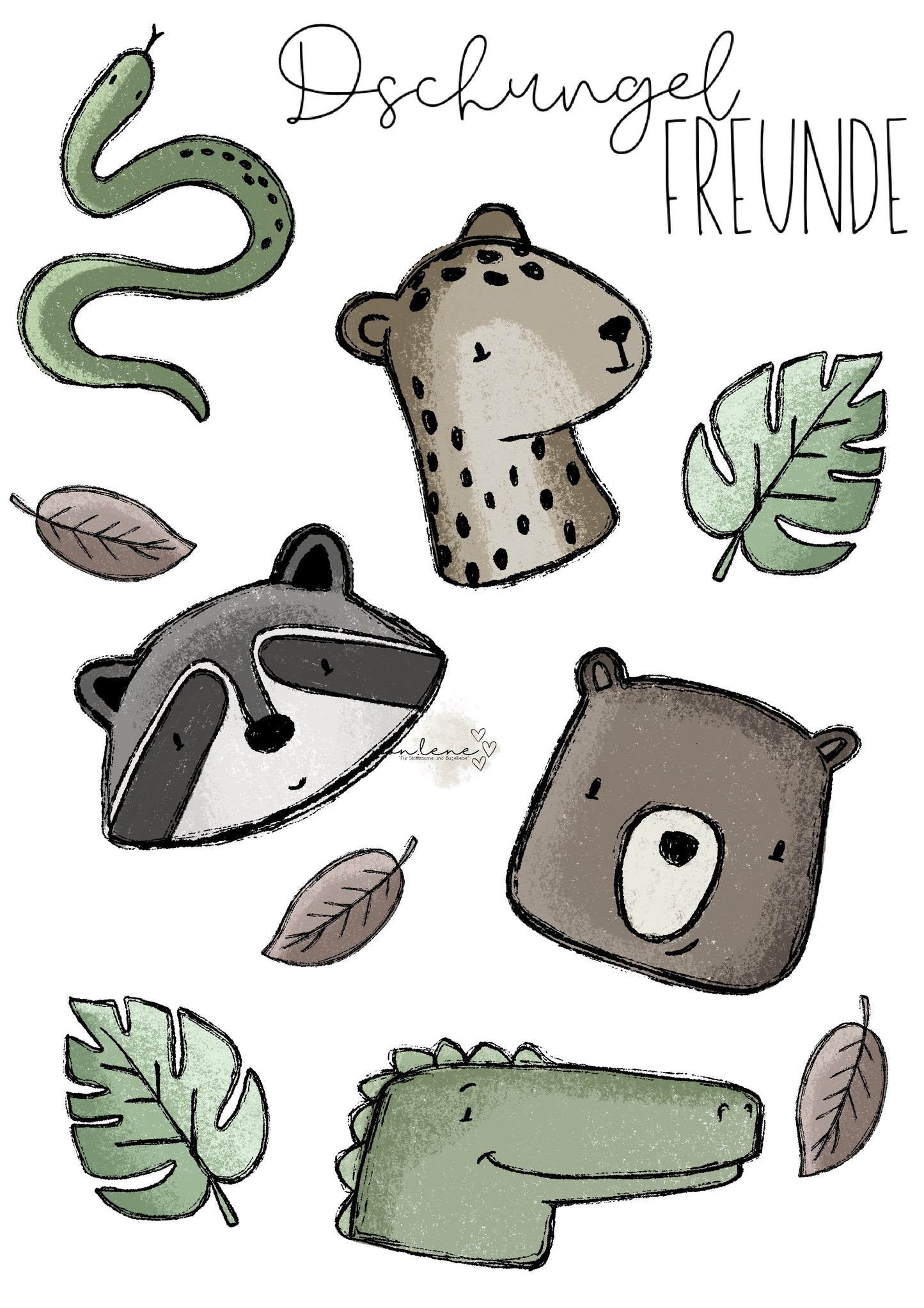 Bügelbildbogen A4 Dschungel Freunde