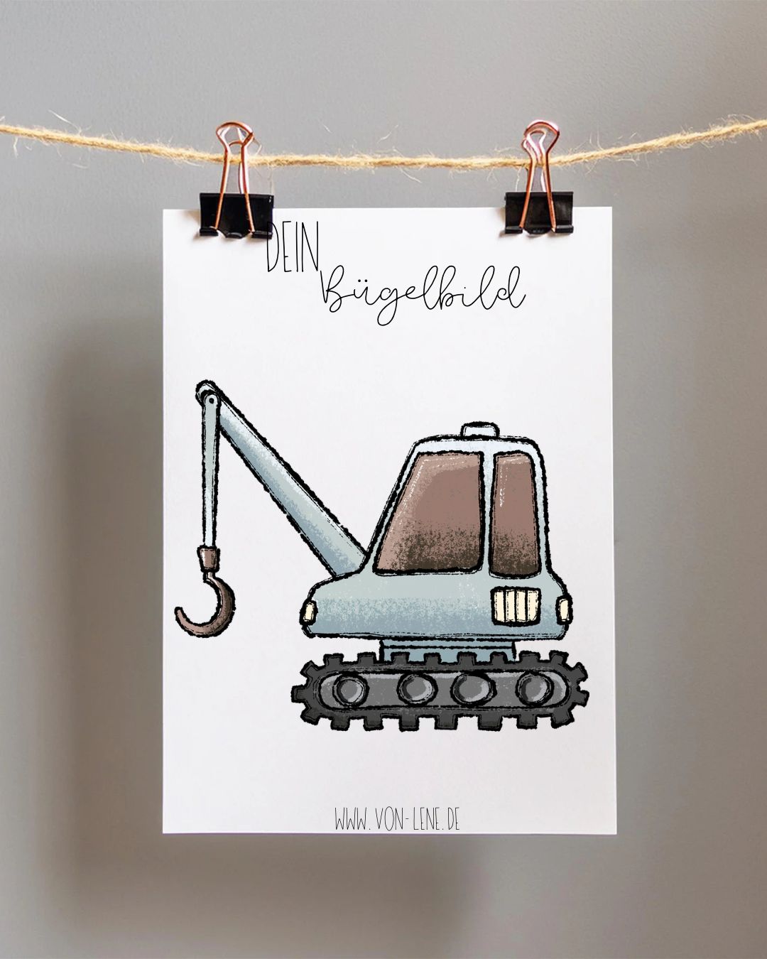 Bügelbild groß Baustellenleitung Kran