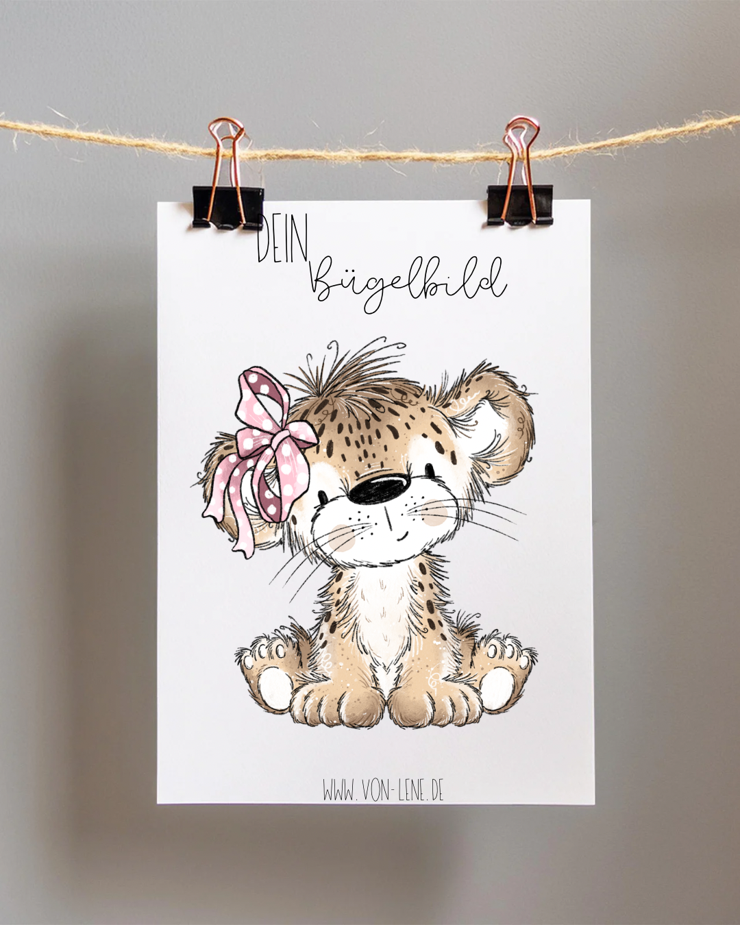 Bügelbild Leopard rosa