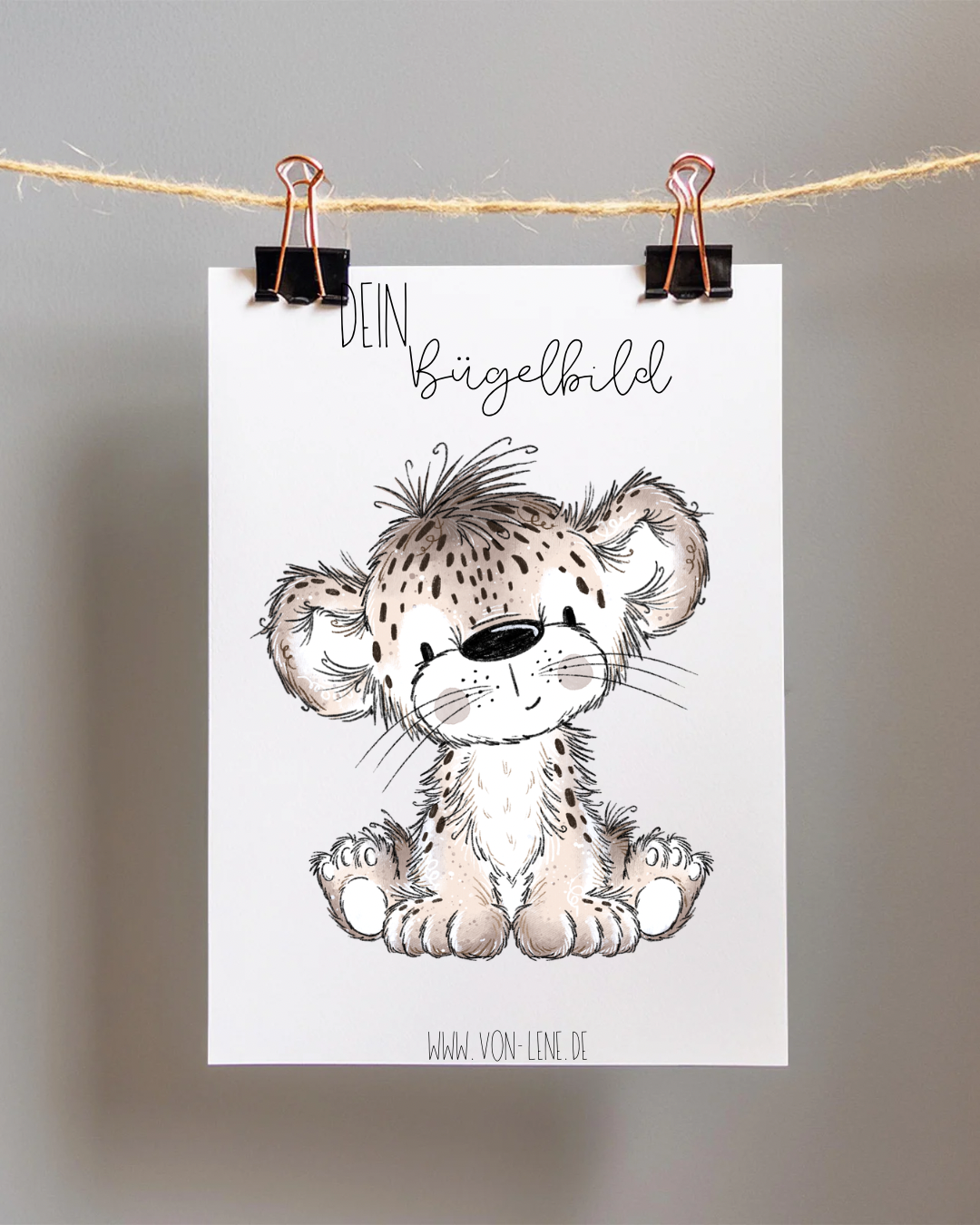 Bügelbild Leopard grau