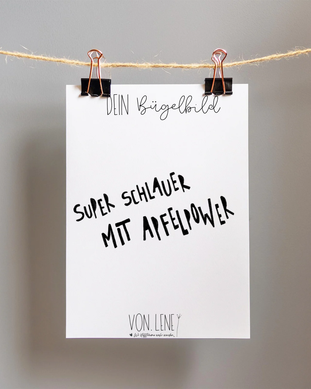 Bügelbild Spruch „Super schlauer mit Apfelpower“