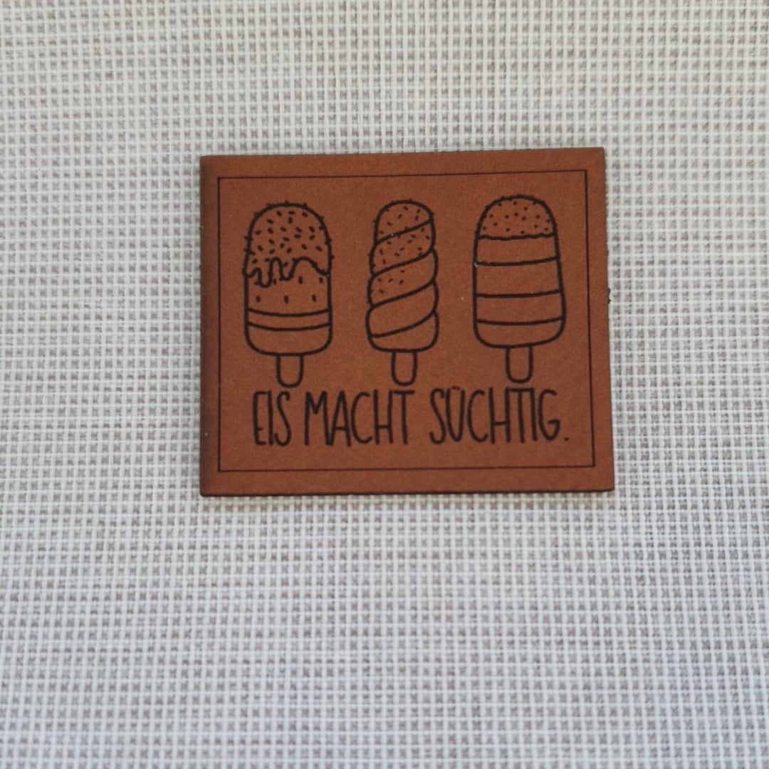 „Eis macht süchtig“ Label