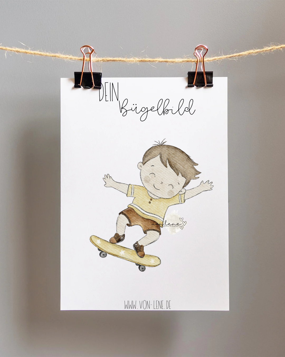 Bügelbild groß Skaterboy gelb