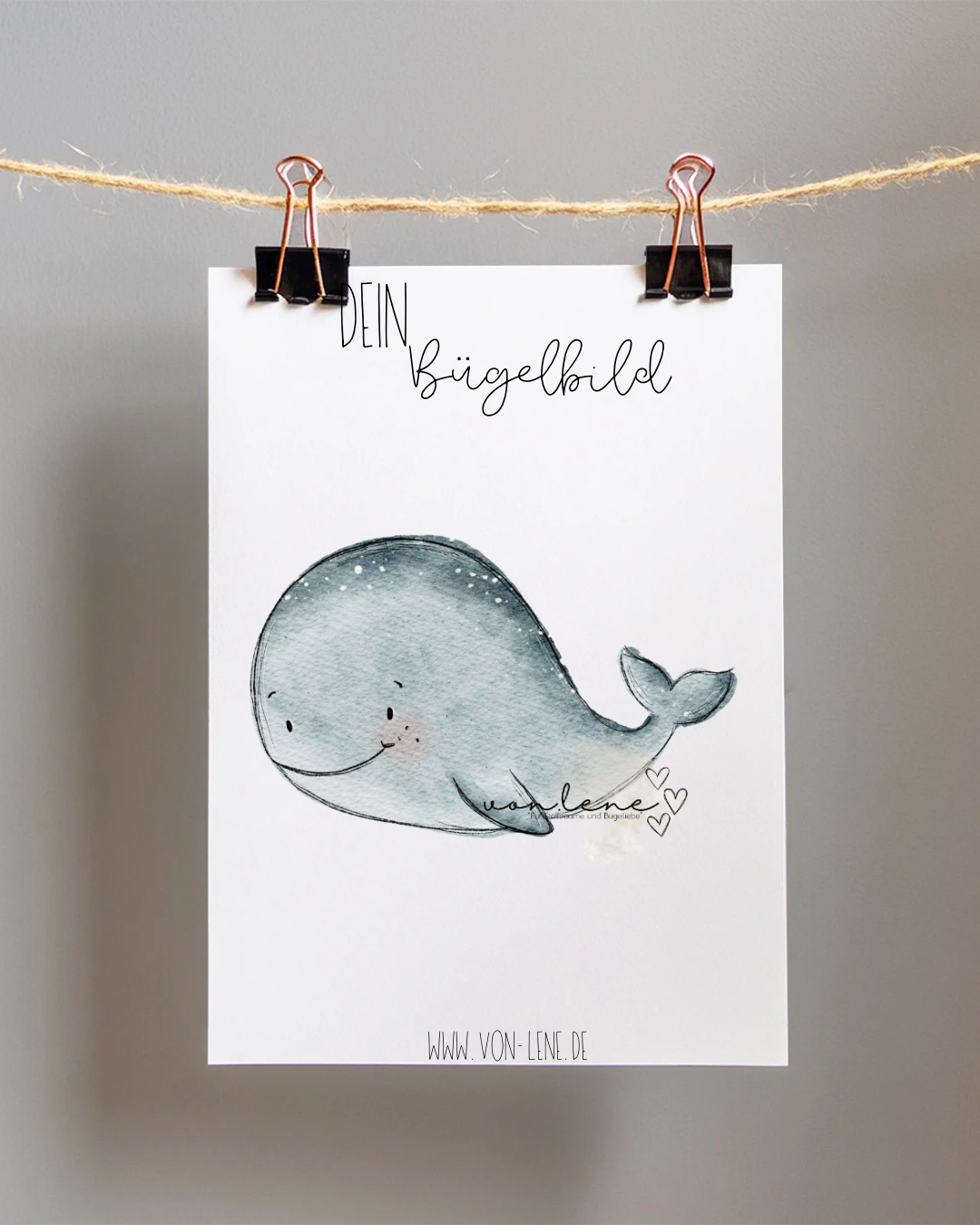 Bügelbild groß Wal