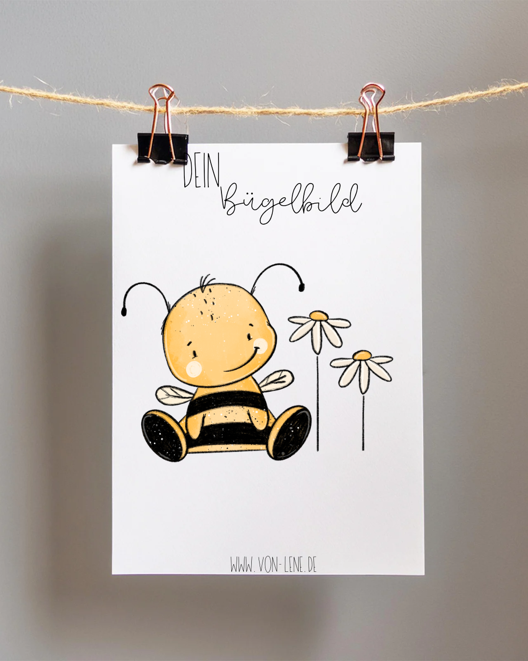 Bügelbild groß Bee Happy