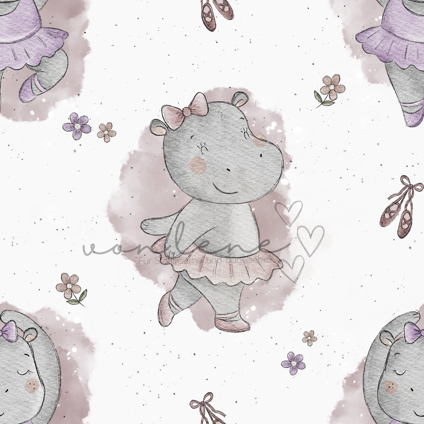 Hippo Ballerina Design Digital inkl. PNG Datei