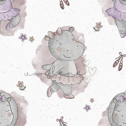 Hippo Ballerina Design Digital inkl. PNG Datei
