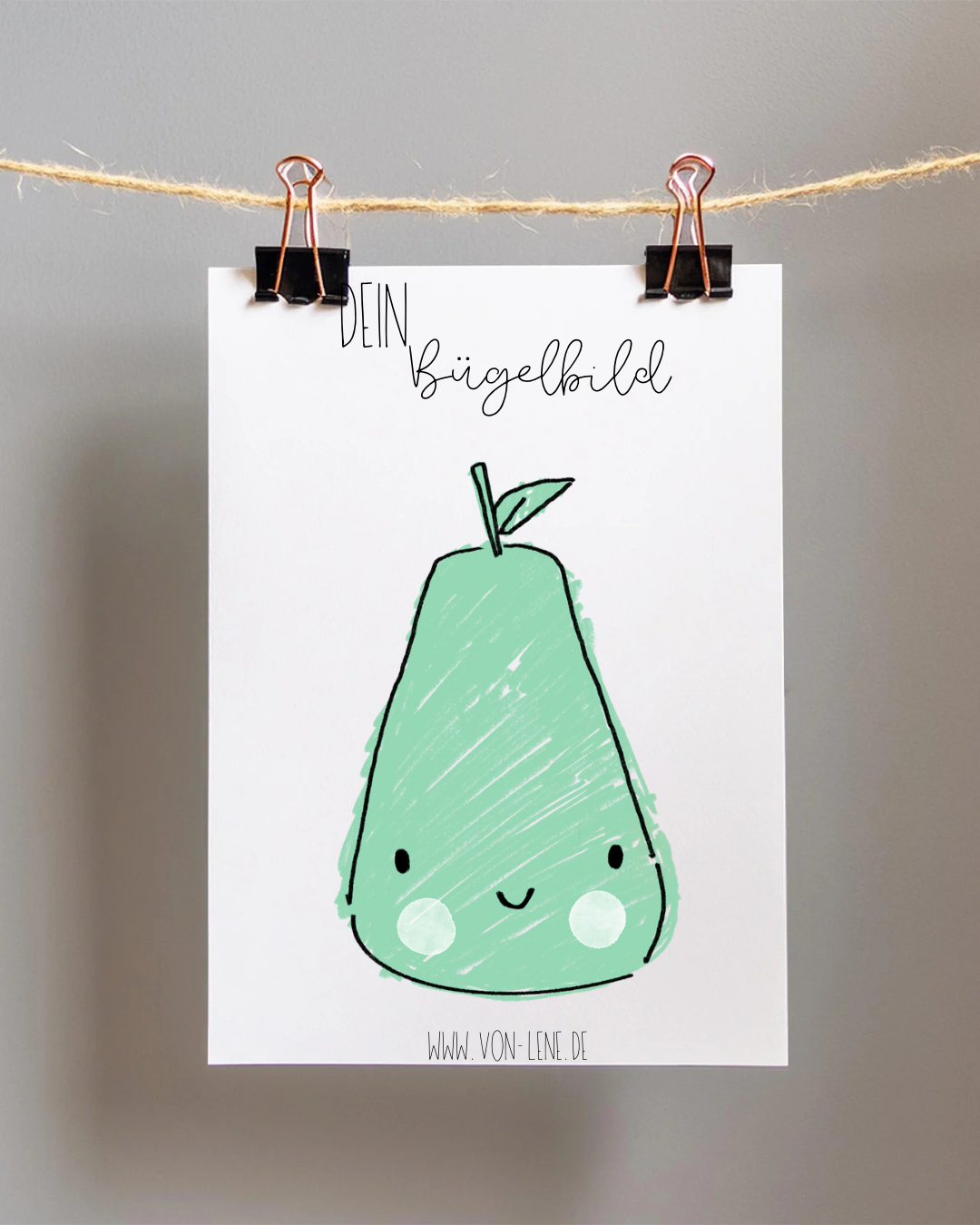 Bügelbild groß Früchtespaß Birne Grün