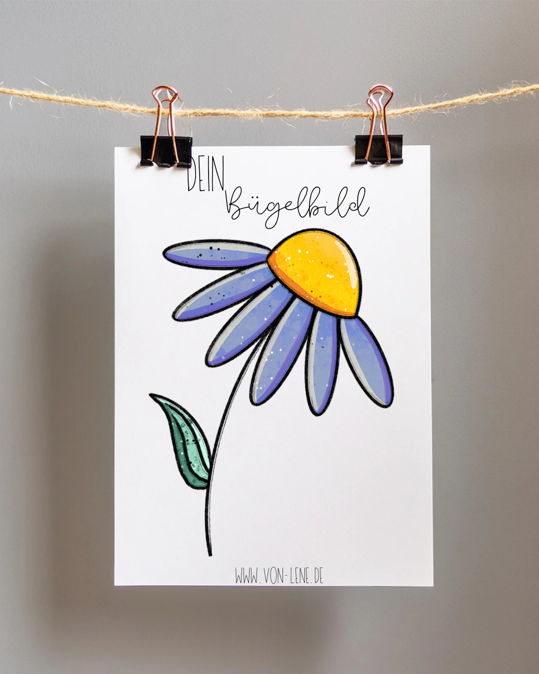 Bügelbild groß Frühlingsgeflüster Blume blau