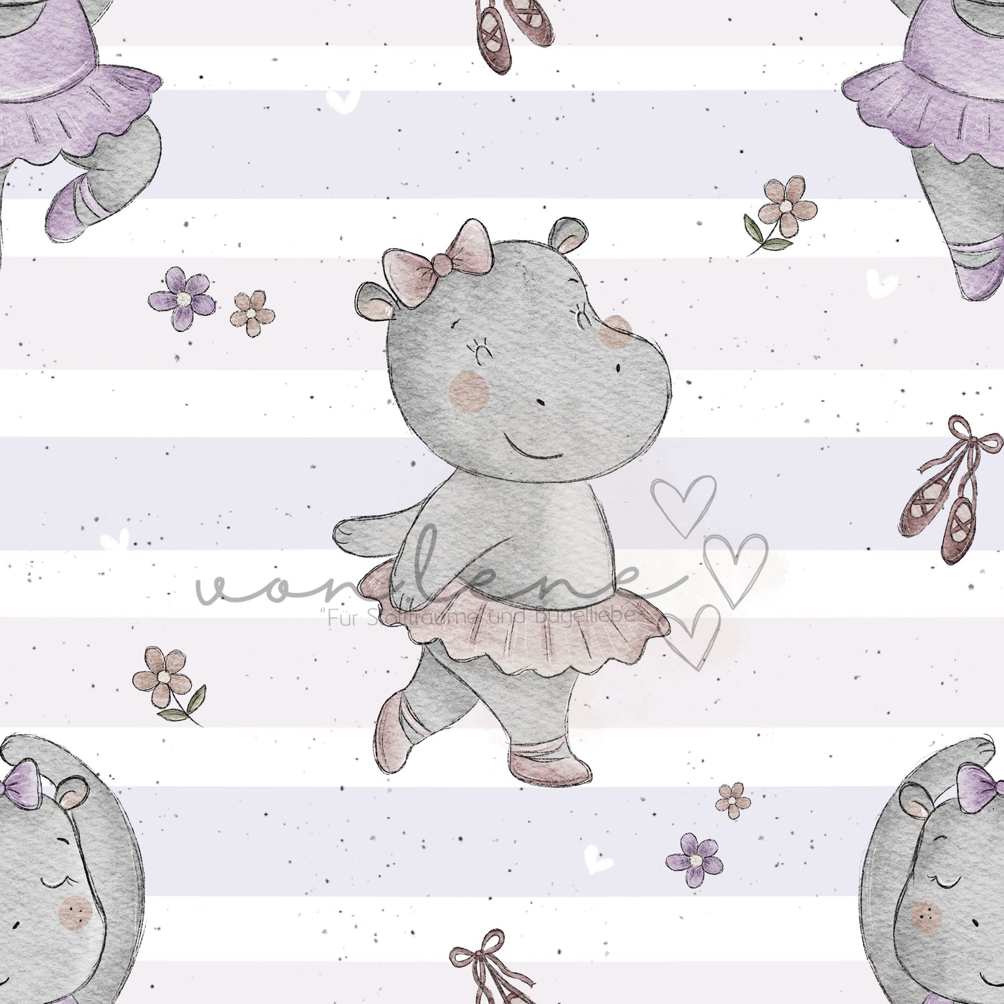 Hippo Ballerina Design Digital inkl. PNG Datei