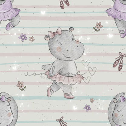Hippo Ballerina Design Digital inkl. PNG Datei