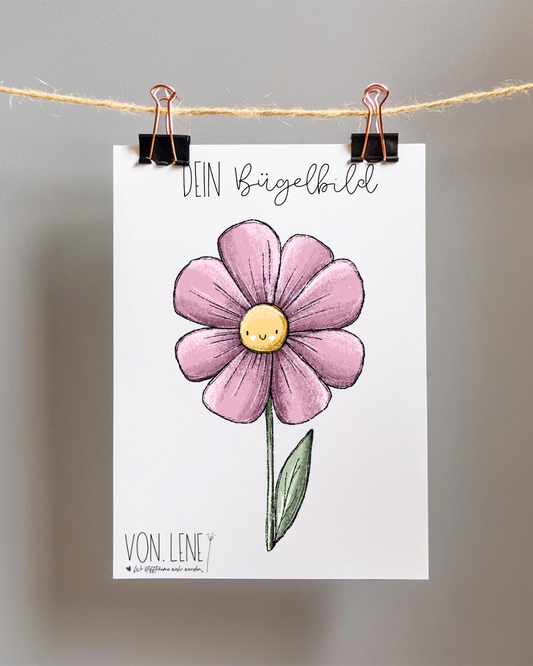 Bügelbild Blumenliebe Rosa Blume