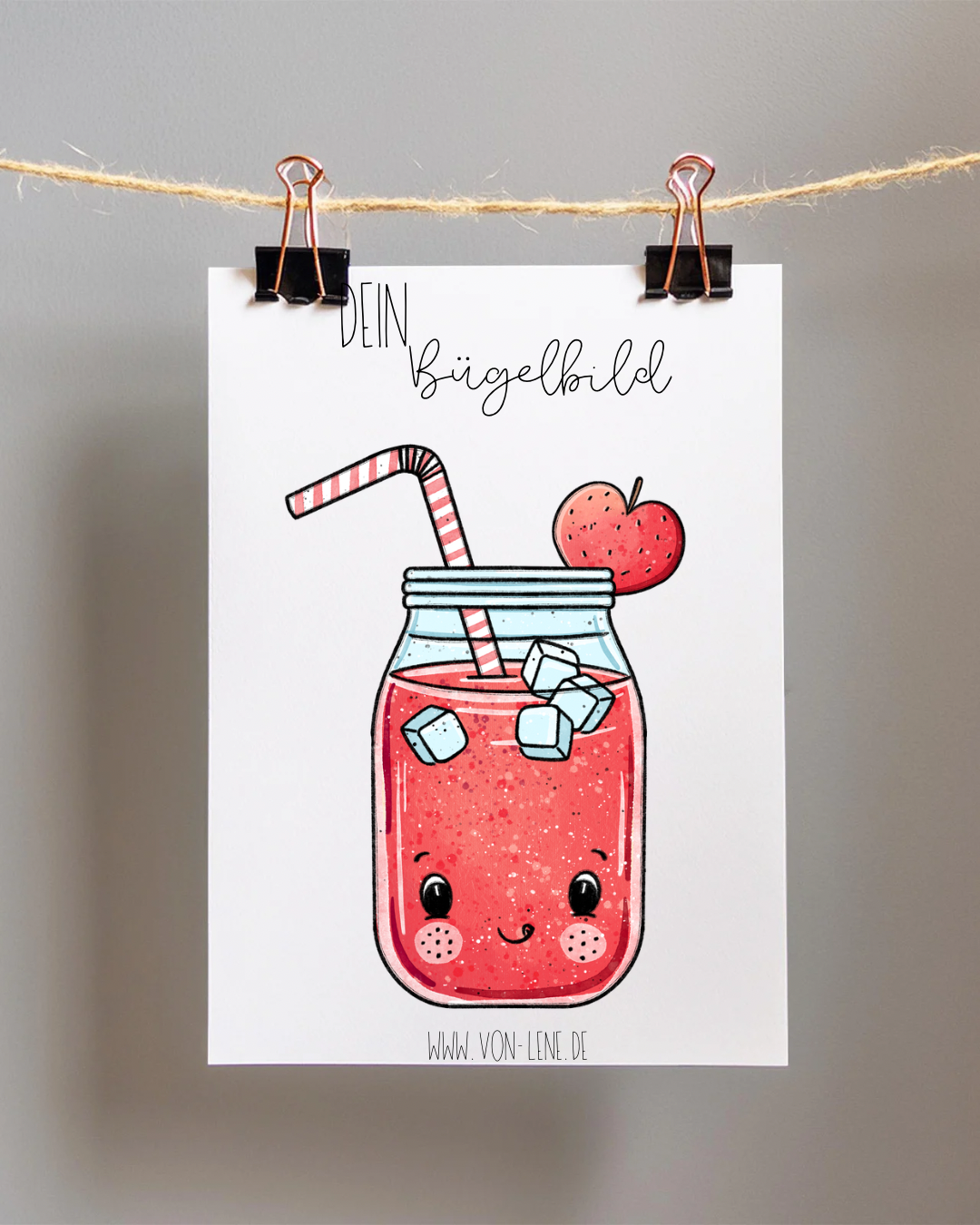 Bügelbild Limonade Erdbeere