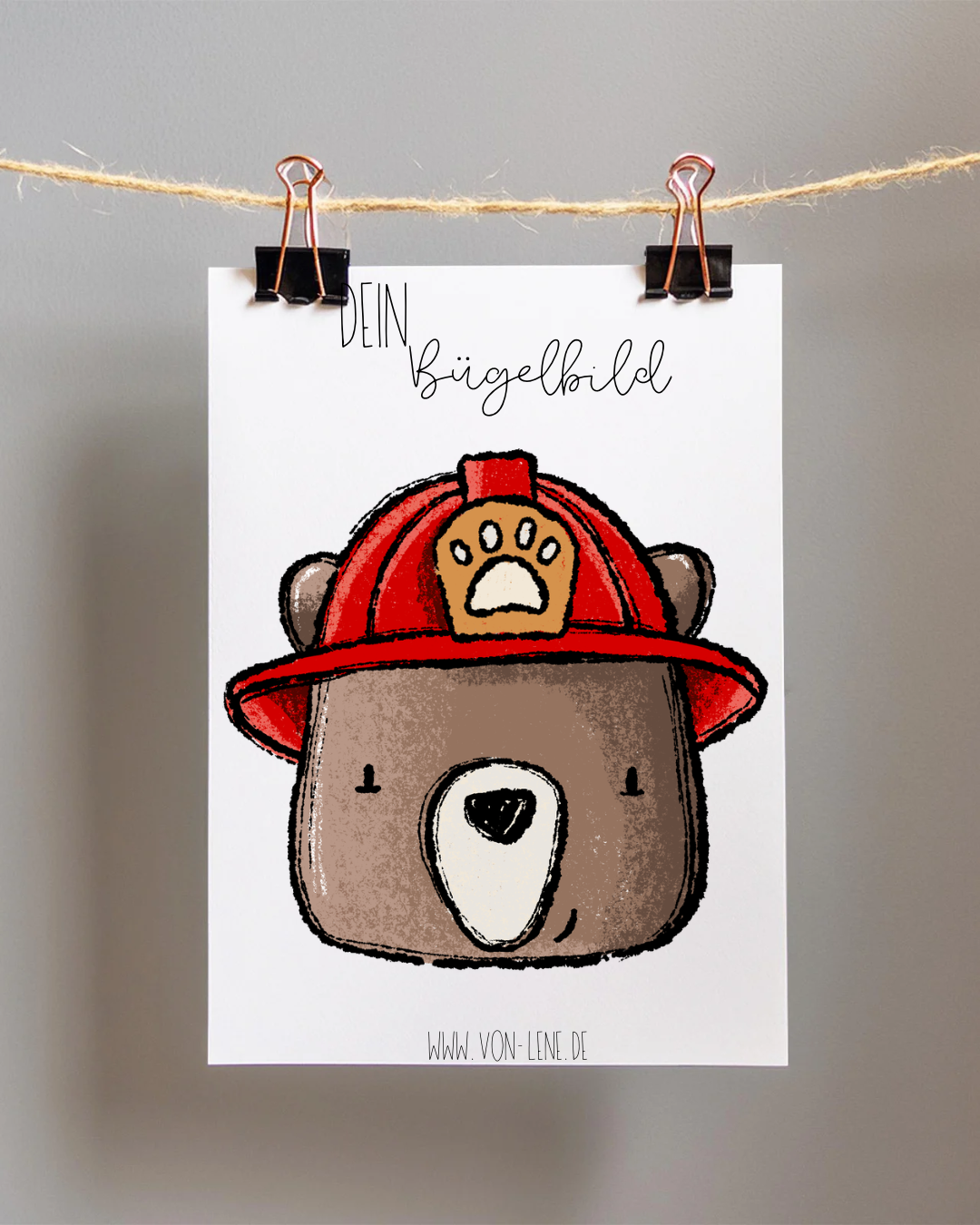 Bügelbild groß Feuerwehr Bär