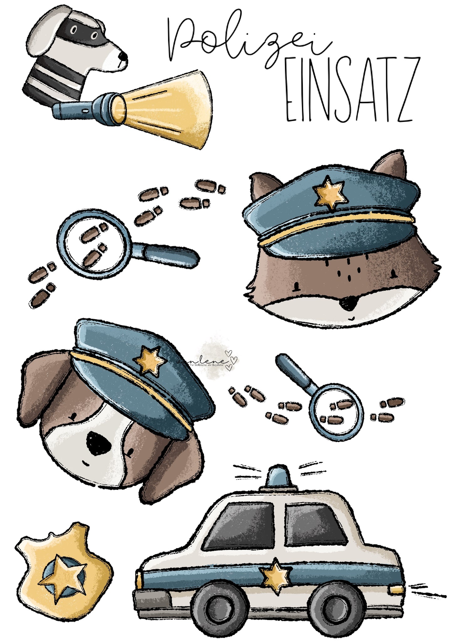 Bügelbildbogen A4 Polizeieinsatz