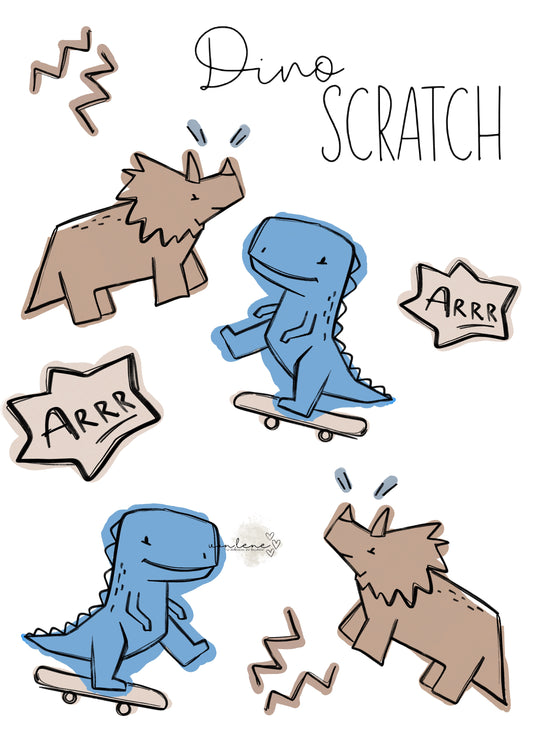Bügelbildbogen A4 Dino Scratch
