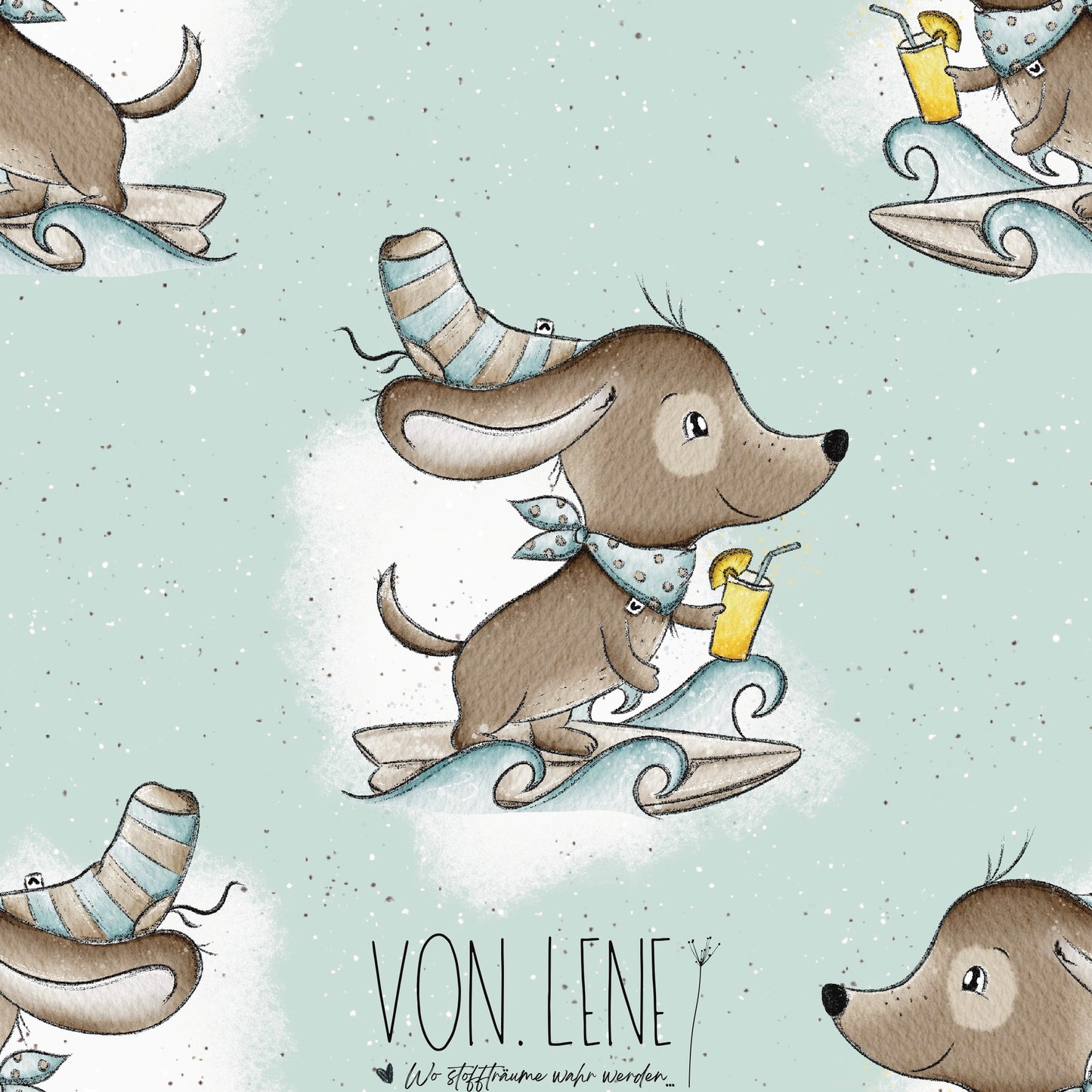 Surfdackel mit Getränk digitales Design