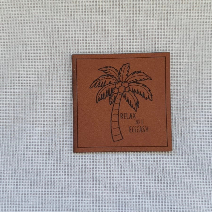 Palme „Relax Take it easy“ Spruch  Label