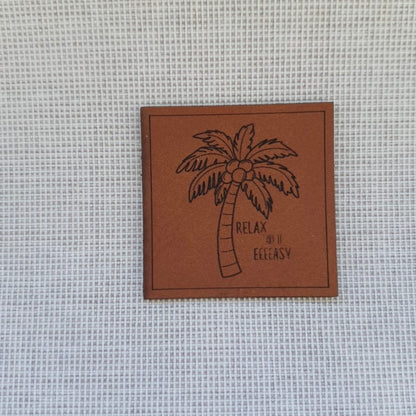 Palme „Relax Take it easy“ Spruch  Label
