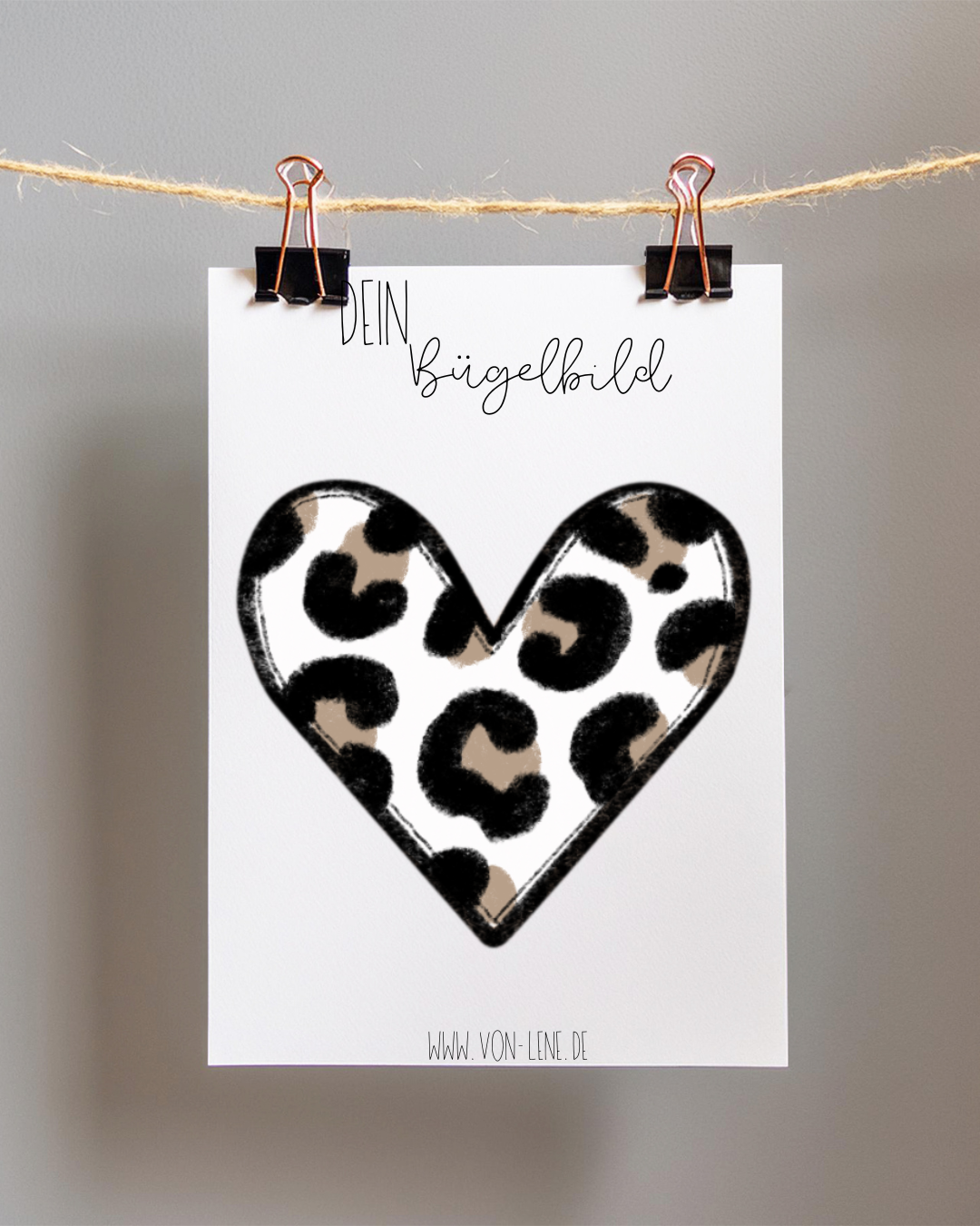 Bügelbild groß Leo Katze Herz 2