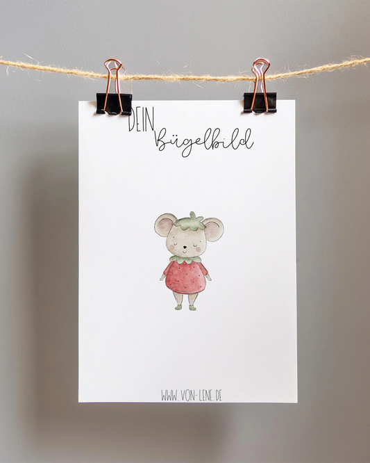Bügelbild mini Erdbeermaus