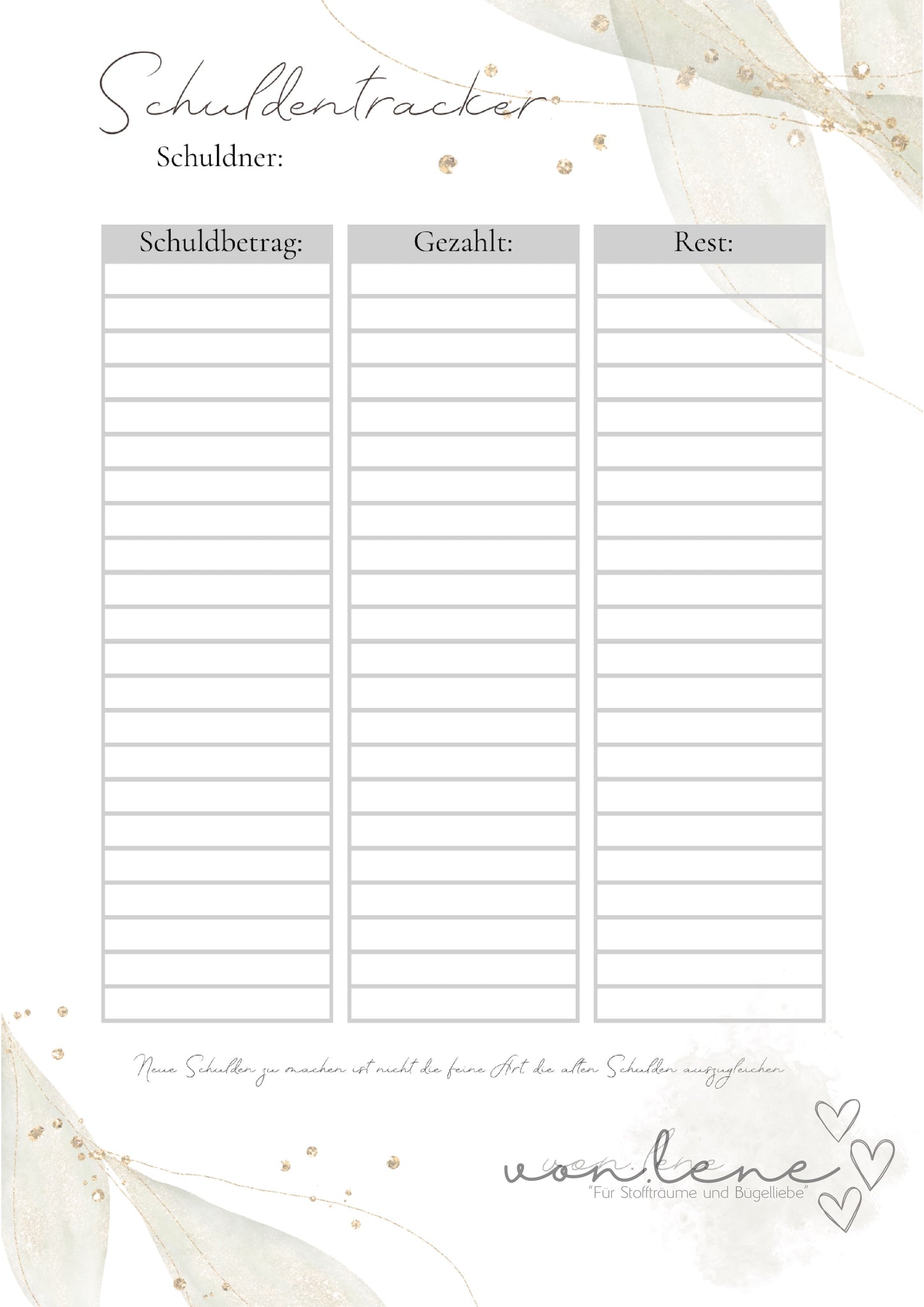 Familien Budgetplaner digitale Datei