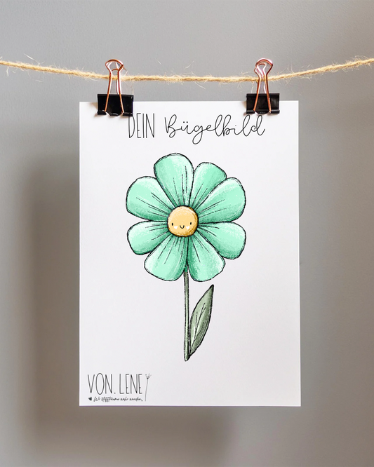 Bügelbild Blumenliebe Mint