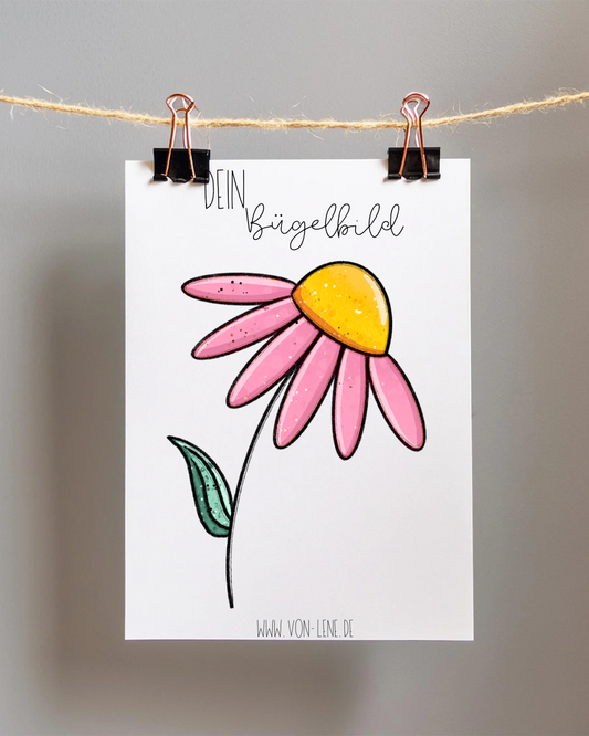 Bügelbild groß Frühlingsgeflüster Blume rosa