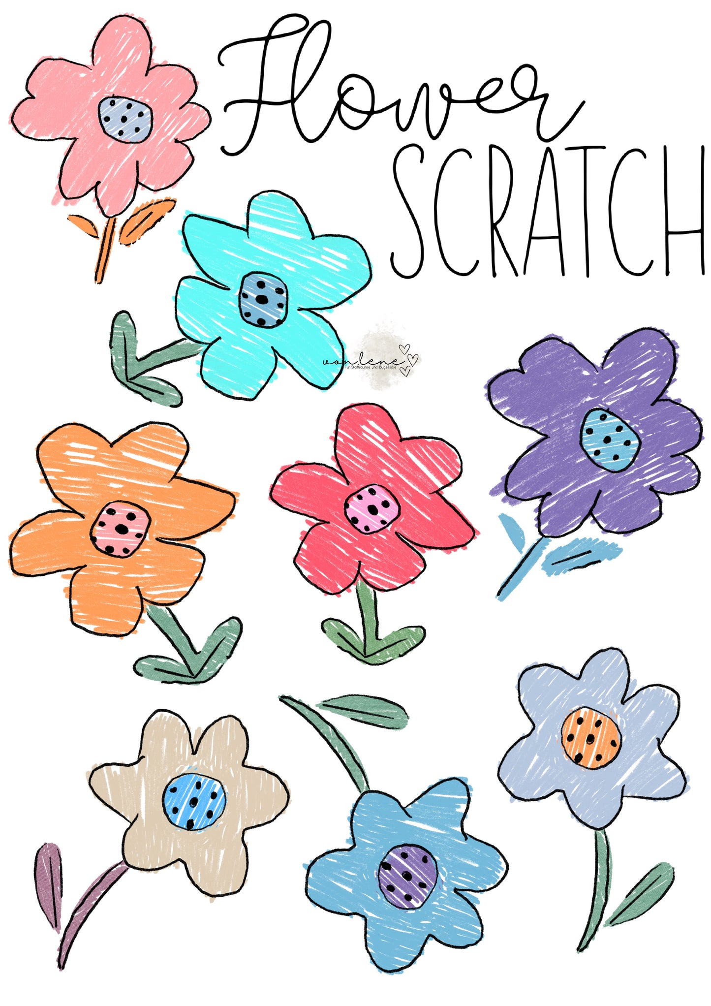 Bügelbildbogen A4 Flower Scratch