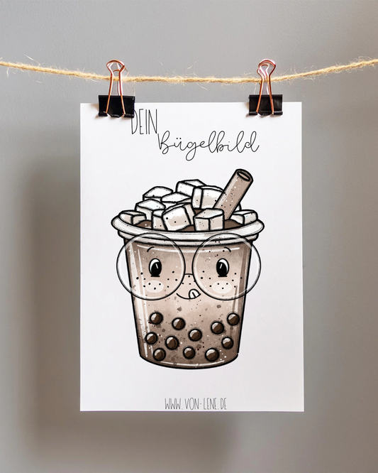 Bügelbild Bubble Tea Schoko