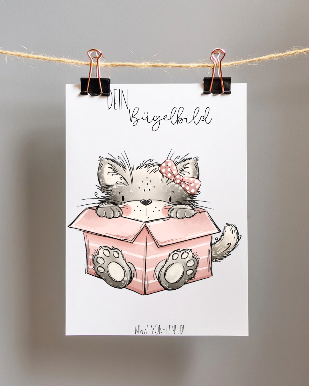 Bügelbild groß Katze in Box