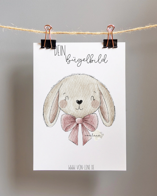 Bügelbild groß Hasen Mädel