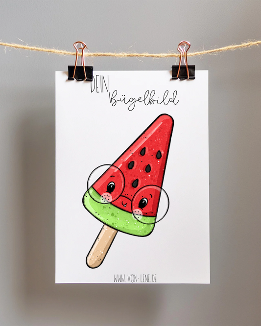 Bügelbild Eis am Stiel Melone