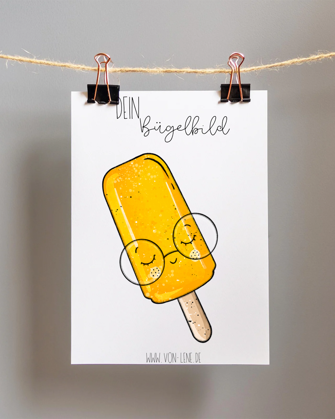 Bügelbild Eis am Stiel Gelb