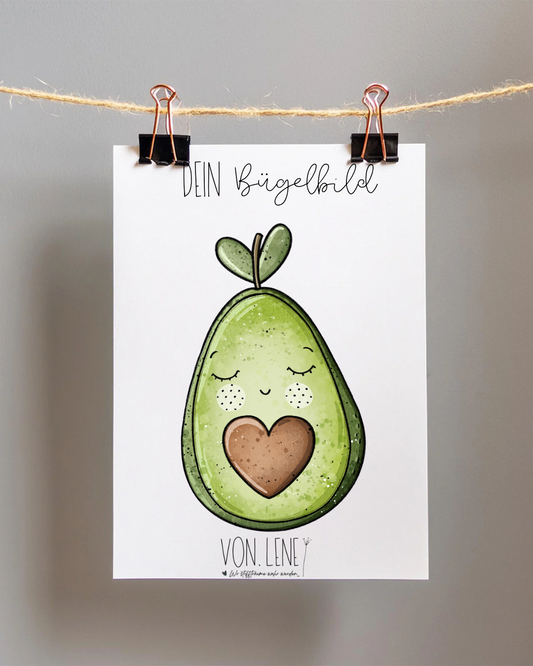 Bügelbild Avocado Herz