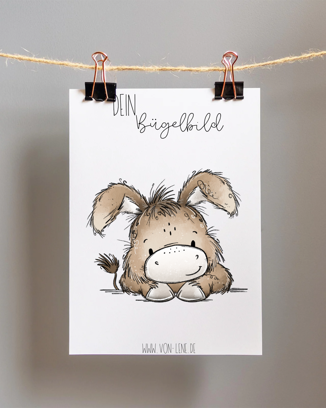 Bügelbild Esel liegend