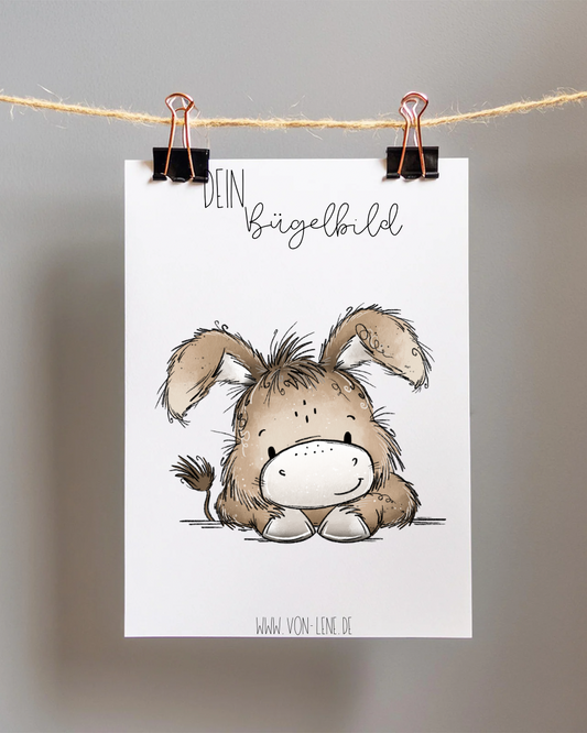 Bügelbild Esel liegend