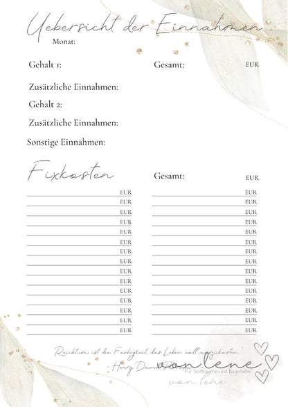 Familien Budgetplaner digitale Datei