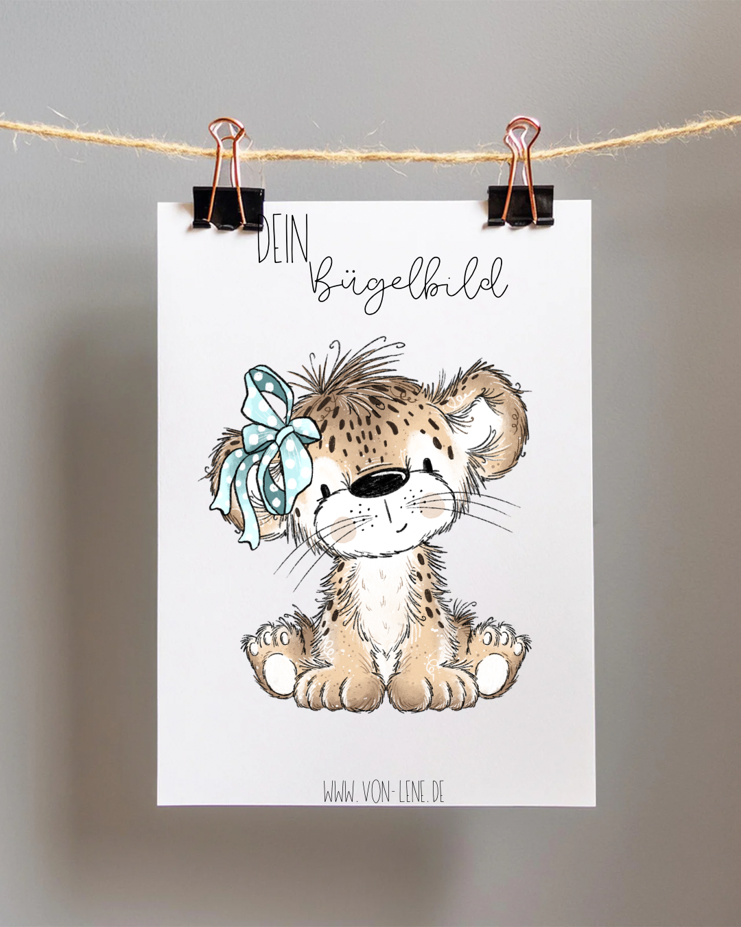 Bügelbild Leopard blau