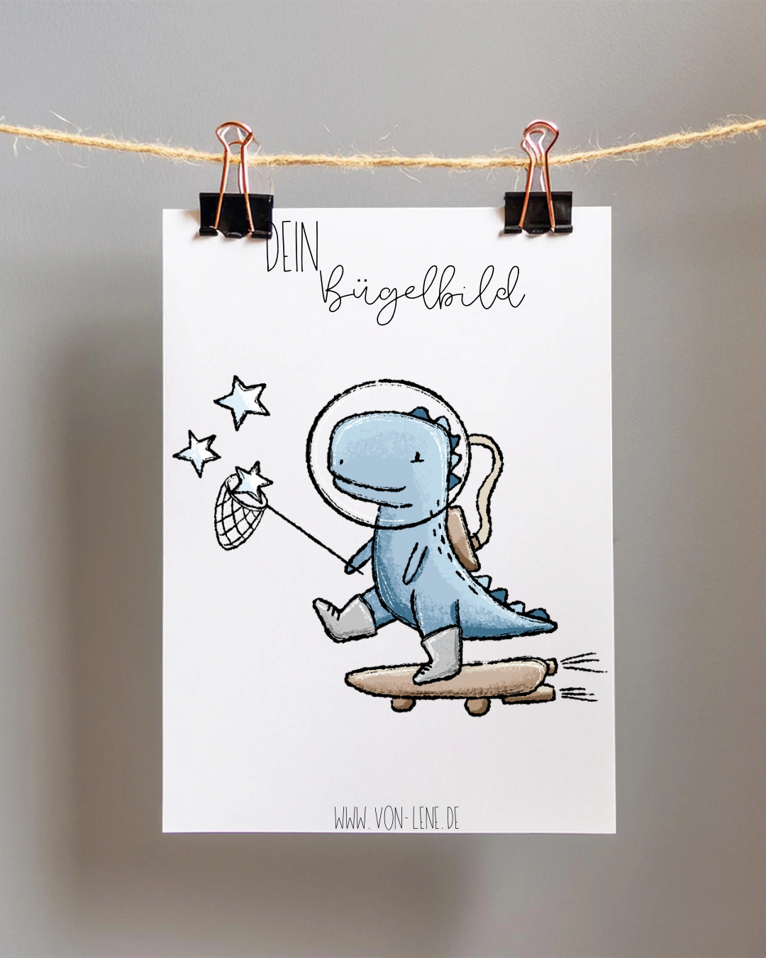 Bügelbild Maxi Dino im All Sternenfänger